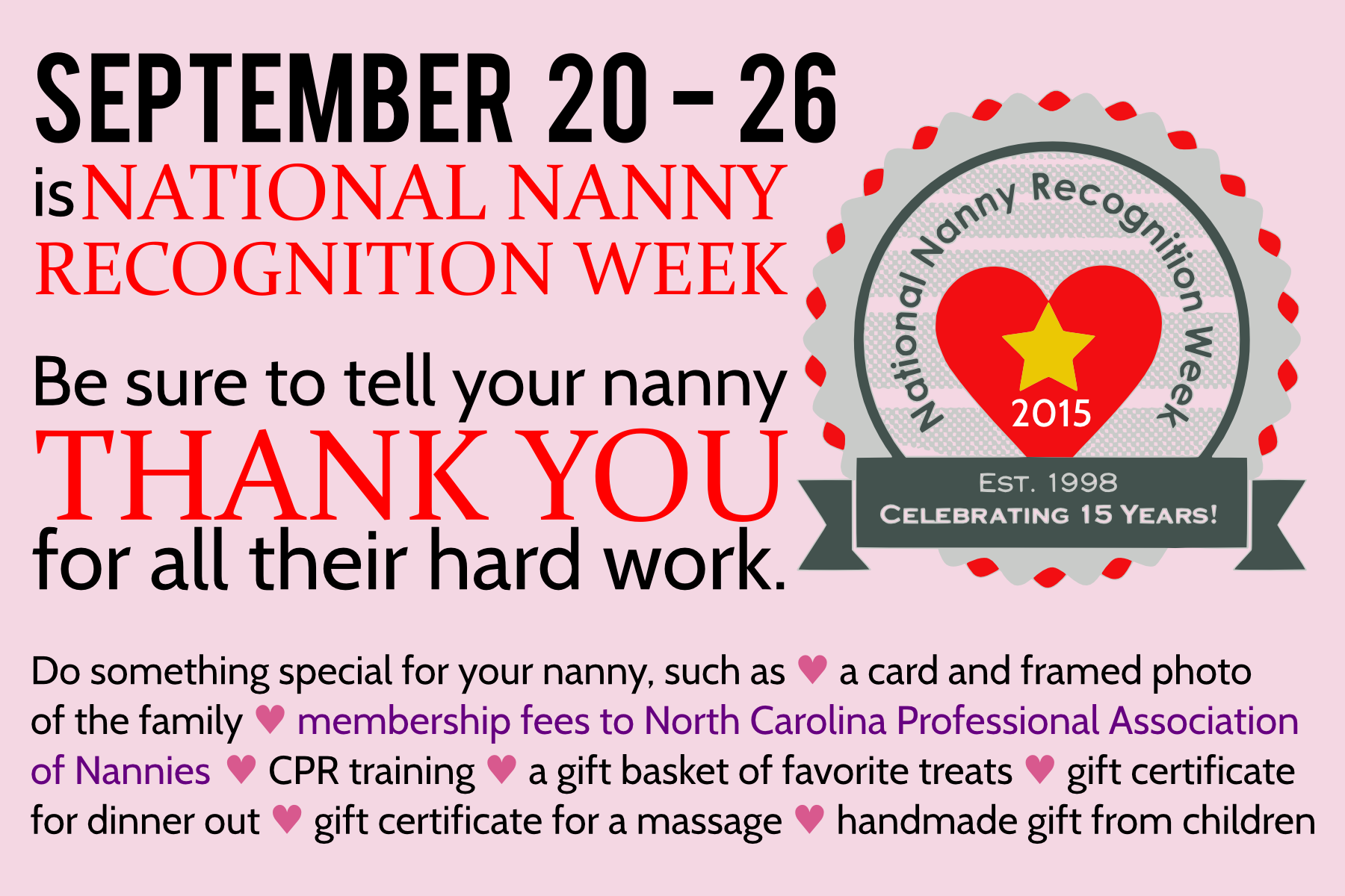 National Nanny Recognition Week Postcard (2015)